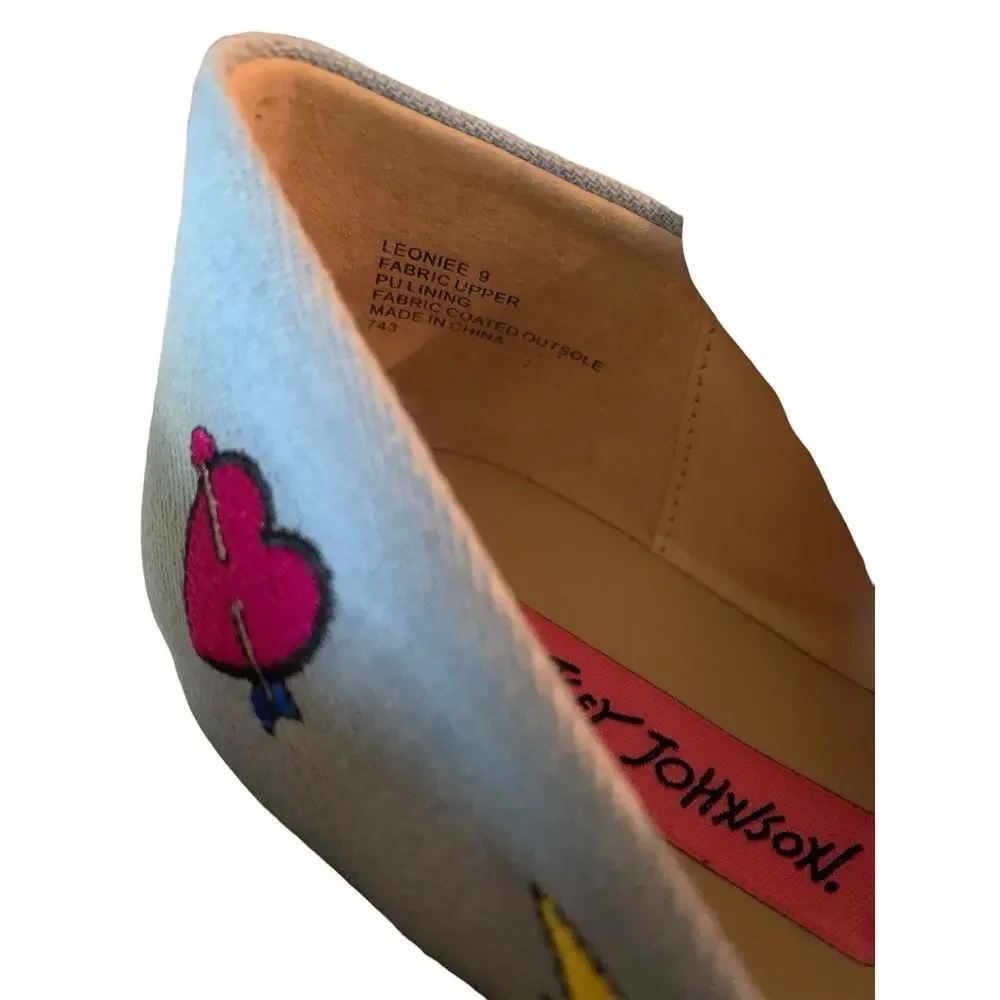 Betsey Johnson Leoniee Emoji Blue Denim‎ Ballet Flats Womens 9